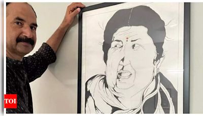 Indore artist creates portrait of Lata Mangeshkar using opening lines of her 90 songs | Hindi Movie News - Times of India