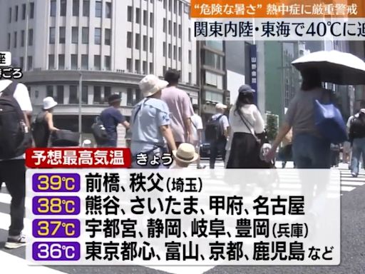 日本熱爆！氣象廳警告關東恐出現逼近40度高溫 百餘人中暑送醫2人不幸死亡