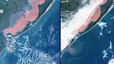 Mancha avermelhada da Lagoa dos Patos está vazando para o mar; veja imagens de satélite | GZH