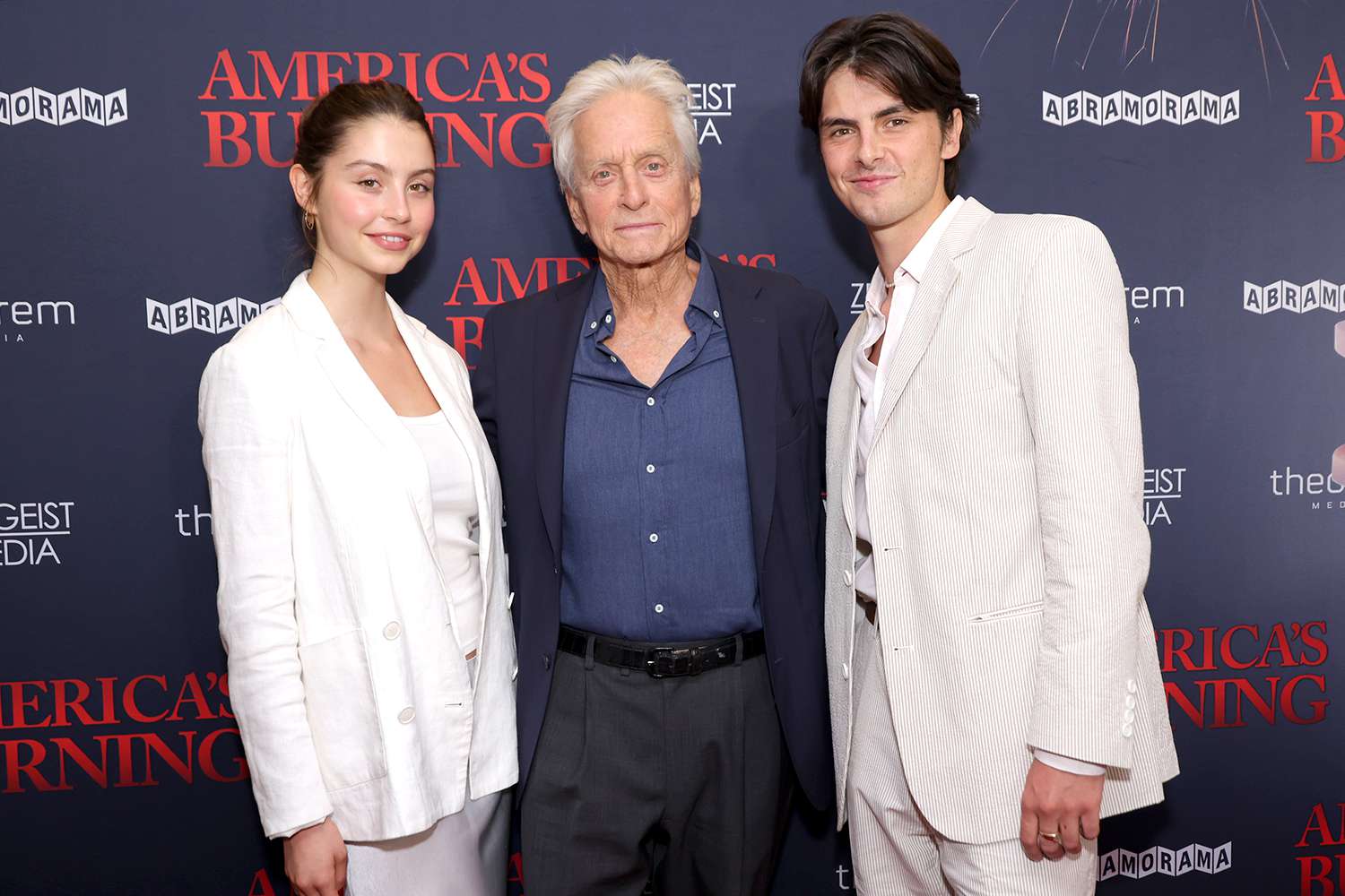 Michael Douglas Makes Rare Red Carpet Appearance with Daughter Carys and Son Dylan in New York City