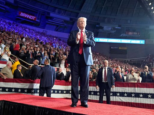 Trump turns his focus to Harris at his first rally after Biden's exit from the 2024 race