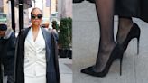 La La Anthony Talks the Importance of Being Genuine on Social Media in Suede Christian Louboutin Pumps on ‘Good Morning America’