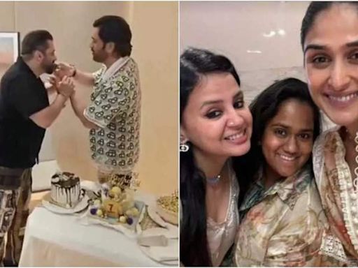 MS Dhoni feeds his birthday cake to Salman Khan, Arpita Khan Sharma shares a candid picture with Sakshi Dhoni | Hindi Movie News - Times of India