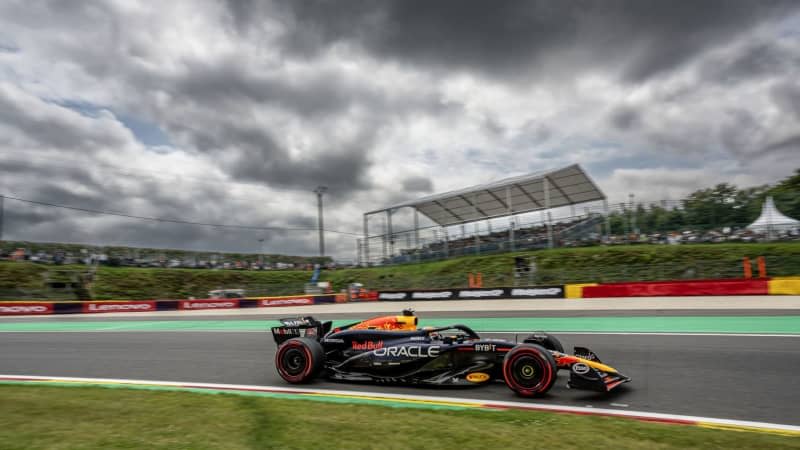 Verstappen quickest but only little action in wet Spa F1 practice