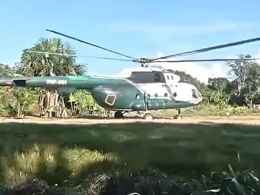 Helicóptero de la PNP no pudo despegar y cayó al suelo por fallas mecánicas en Loreto