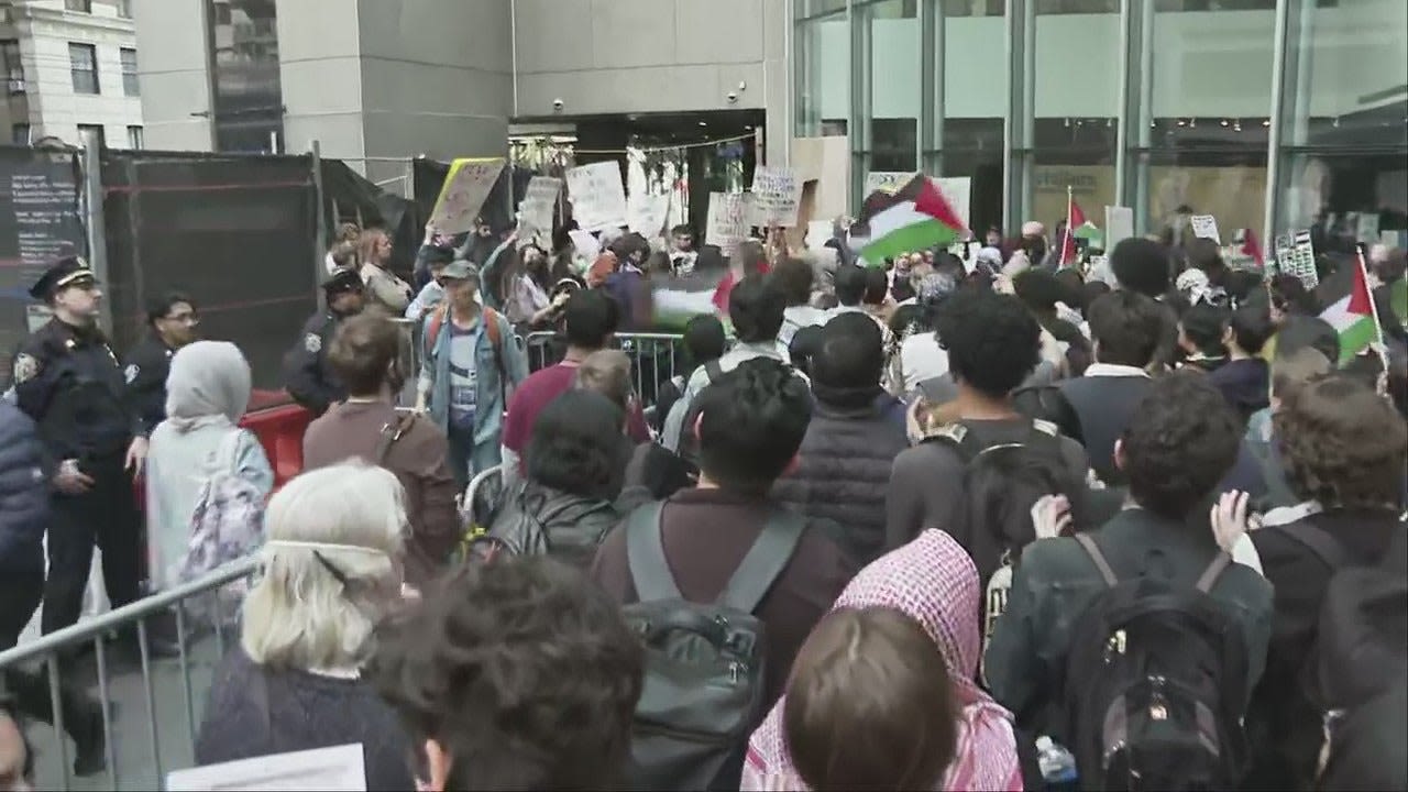 Hunter College protest today: Gaza rally forms 1 mile from Met Gala