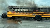 4 children hospitalized after school bus catches fire on interstate, reports say