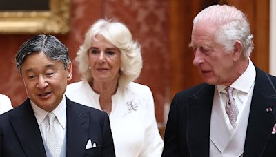 King and Queen arrive at state dinner with Japan's Emperor and Empress