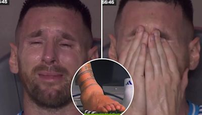 Heartbroken Lionel Messi cries his eyes out on bench as injury forces him off