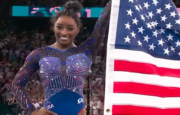 Simone Biles wins all-around gold at Olympics with floor routine set to Taylor Swift song