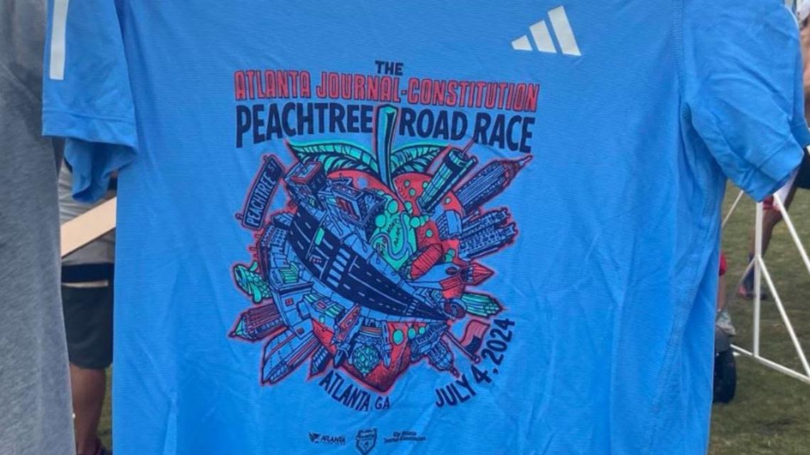 Here's your look at the 2024 AJC Peachtree Road Race t-shirt