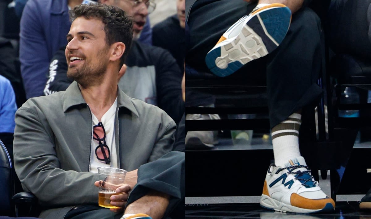 Theo James Laces Into Karhu Sneakers at Clippers-Mavericks Game