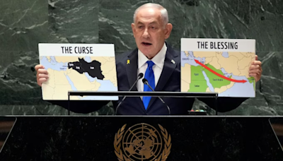 At UN, Netanyahu Shows 2 Maps With No Palestine, India Shown As 'The Blessing', Iran 'The Curse' - WATCH