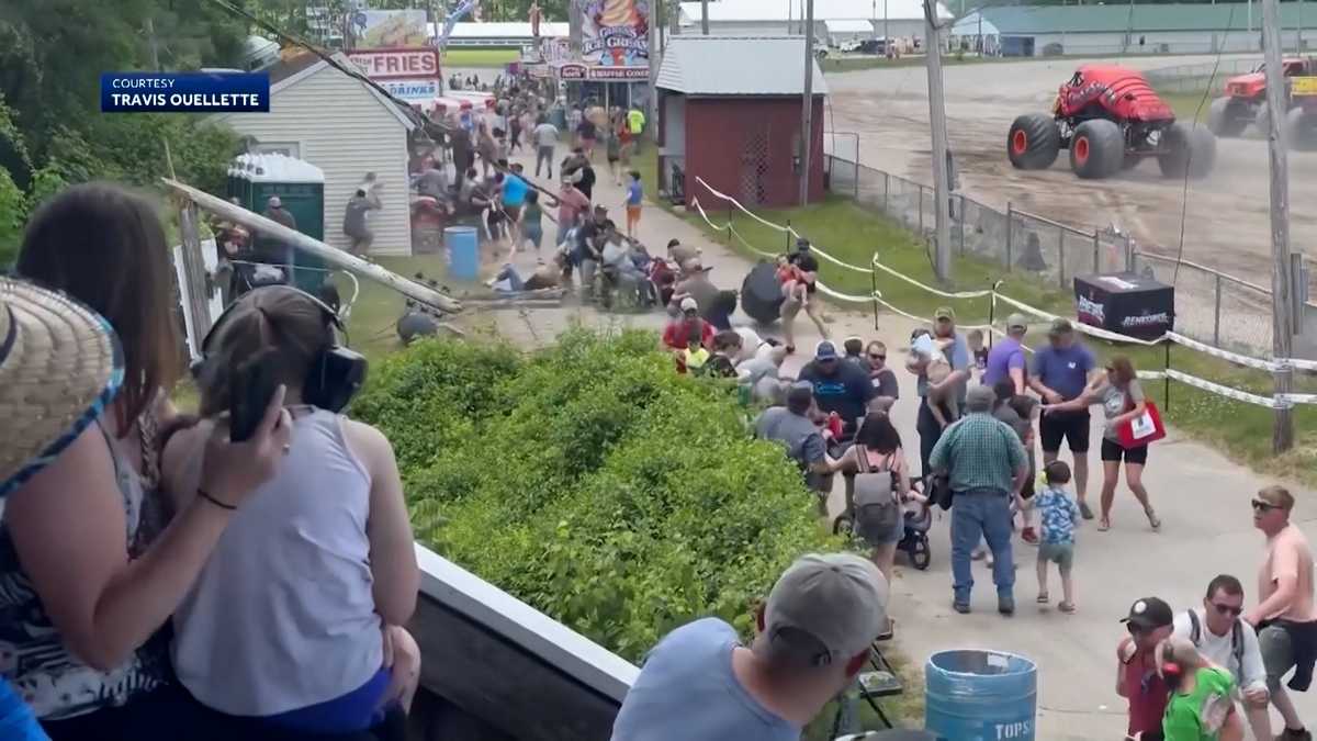 Monster truck hits wire, brings down utility poles at Maine show