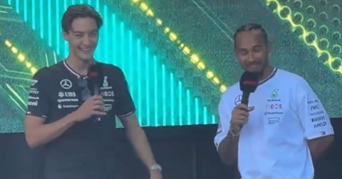 Lewis Hamilton reaction to George Russell awkward 'girlfriend' jibe says it all