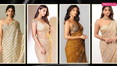 4 gasp-worthy gold sarees ft Suhana Khan that are all things glitz and glam