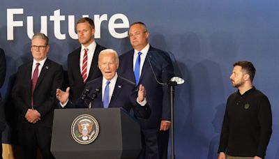 Keir Starmer defends Joe Biden’s Nato leadership after Zelensky gaffe