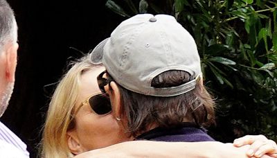 Kate Moss kisses Alister Mackie and Simon B Morch goodbye in France