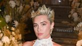 Florence Pugh Paired Her Spiky Hair With a Sheer Lacy Wedding Gown