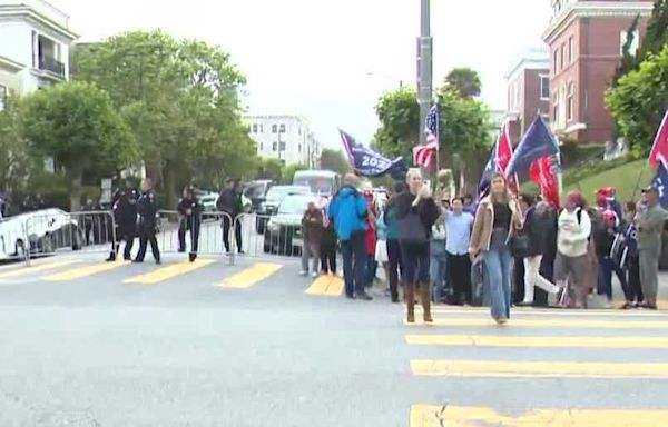 Donald Trump’s supporters, opponents line San Francisco street for fundraiser