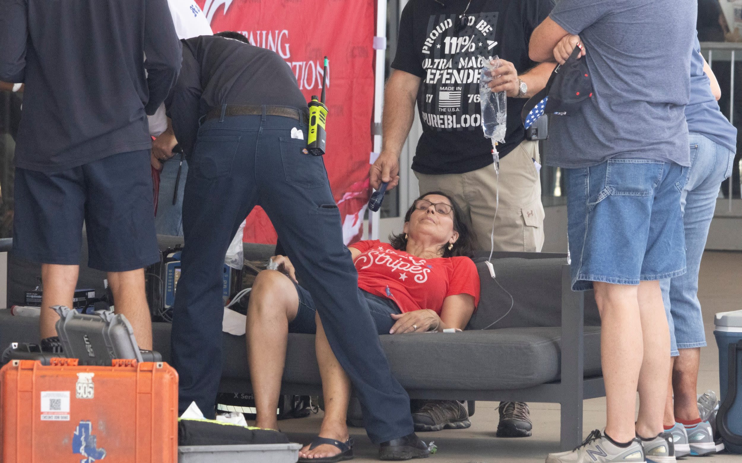 Trump supporters collapse queuing for ex-president’s rally in 44C heat