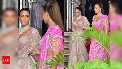 Khloe and Kim Kardashian stun in custom Indian couture at Ambani's 'Shubh Aashirwad' - Times of India