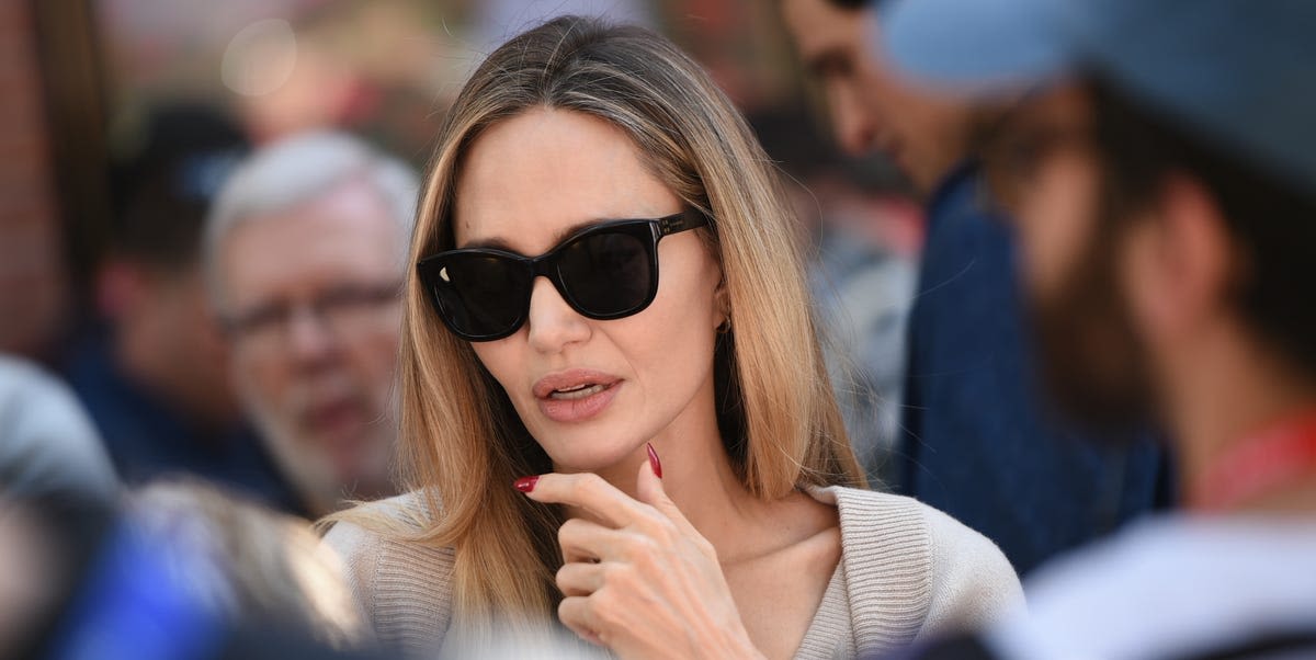 Angelina Jolie Does Fall Elegance in a Cream Cardigan and Relaxed Pants