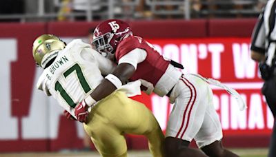 Why is Alabama's Justin Jefferson out for first half vs. Wisconsin? LB serving targeting suspension