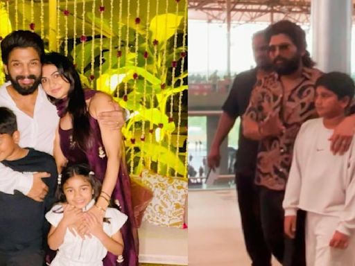 WATCH: Allu Arjun protectively hugs son Ayaan as he jets off with wife Sneha and daughter Arha