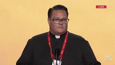 Pastor James Roemke does a Trump impression at the RNC. Trump seems amused.