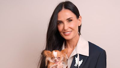 Demi Moore Accessorizes with Her Dog, Pilaf, at Paris Fashion Week