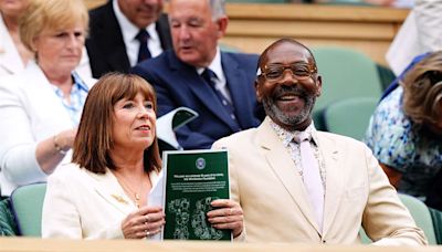 Prince Albert II of Monaco and Sir Lenny Henry in crowd on Wimbledon day eight