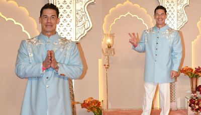 John Cena takes on desi avatar in icy-blue Manish Malhotra sherwani for Anant Ambai-Radhika Merchant’s grand wedding