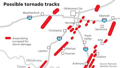 What towns in Oklahoma were hit by tornadoes this weekend? Map, severity