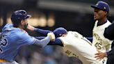 Adames powers Brewers past Tampa Bay Rays 8-2, Uribe and Siri at center of wild brawl