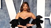 Natalia Bryant Channels Old Hollywood Glamour at Vanity Fair Oscars Party 2023 in Dramatic Off-The-Shoulder Dress & Metallic Sandals