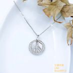 艾麗珠寶-和平符號18K白K金鑽石墜飾 附贈義大利14K白K金項鍊[新品]