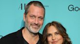 Mariska Hargitay Pairs Satin Cami With Blazer and Pants Set for Date Night