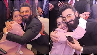 WATCH: Ranveer Singh receives extra hugs from para athlete Kanchan Lakhani for his and Deepika Padukone’s baby girl; fans are melting