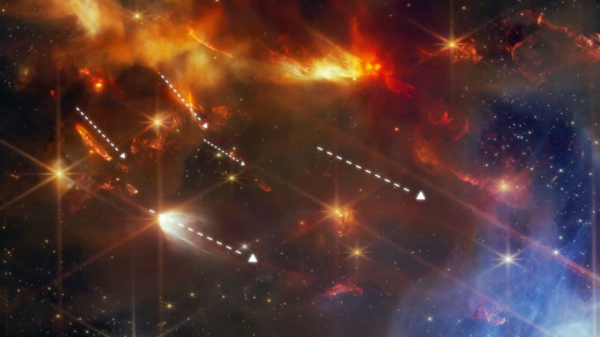 James Webb telescope spots a dozen newborn stars spewing gas in the same direction — and nobody is sure why