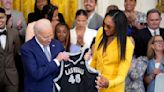 President Joe Biden cheers the Las Vegas Aces and women's basketball