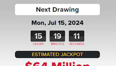 Powerball winning numbers for Monday, July 15, 2024 lottery drawing. Jackpot at $64M