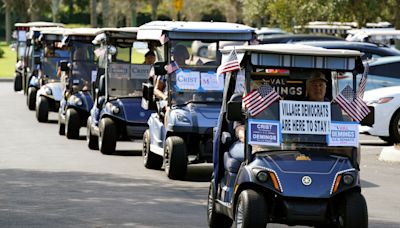 Hundreds of ‘Harris for President’ golf carts roll through Trump stronghold