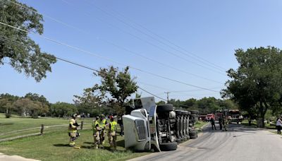 Zephyr Drive near Lakeway Drive shut down due to overturned dump truck