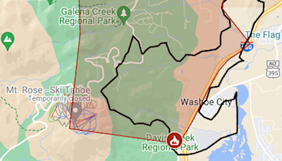 Map: Davis Fire warning zone grows as dangerous winds are expected