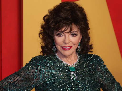 Joan Collins, 90, Boldly Rocks Sheer Top for Outing With Husband Percy Gibson