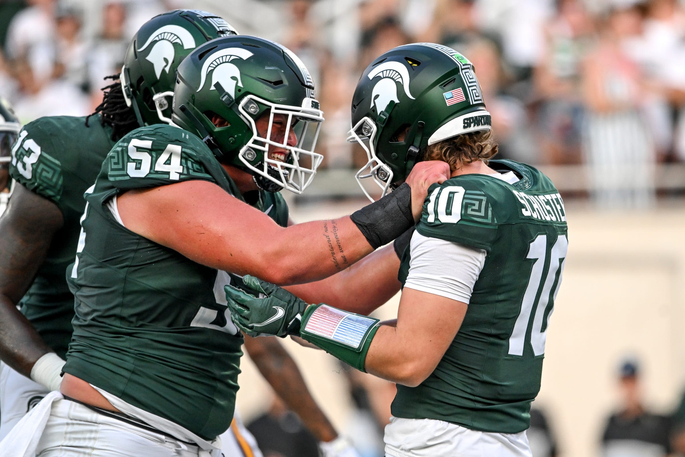 Watch Tommy Schuster score his first touchdown with Michigan State football