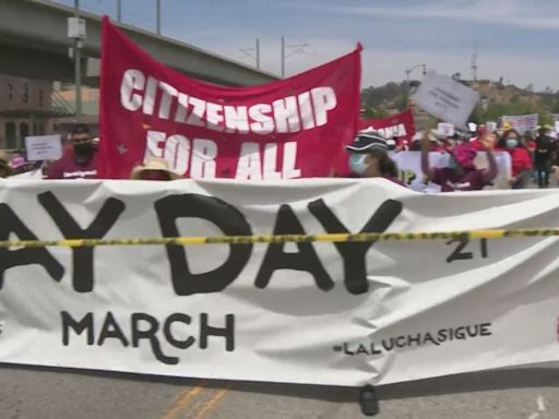 Workers celebrate May Day with Hollywood march and rally