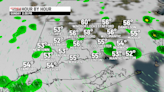 Mostly cloudy overnight, cloudy and cool Mother’s Day Sunday with a few showers.