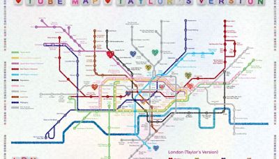 London Underground map redesigned with Taylor Swift themed lines and stations as Eras hits Wembley